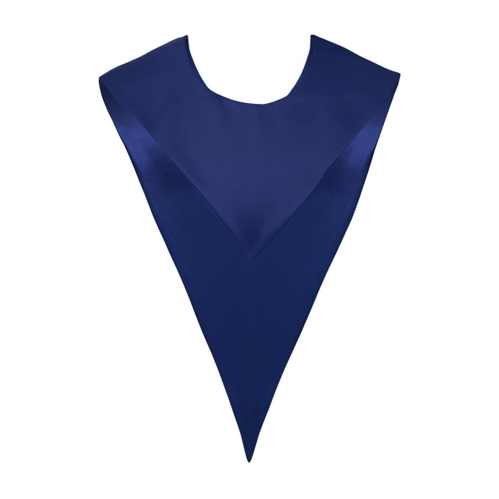 2376 Premium Choir V Stole - Solid Color - Satin - Unisex Navy Blue